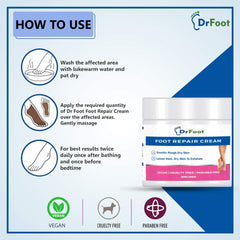 Dr Foot Foot Repair Cream, Foot Fungus, Dry Cracked Feet and Smelly Feet with Essential Oils - Tea Tree Oil, Antifungal Treatment Foot Repair - 100 gm