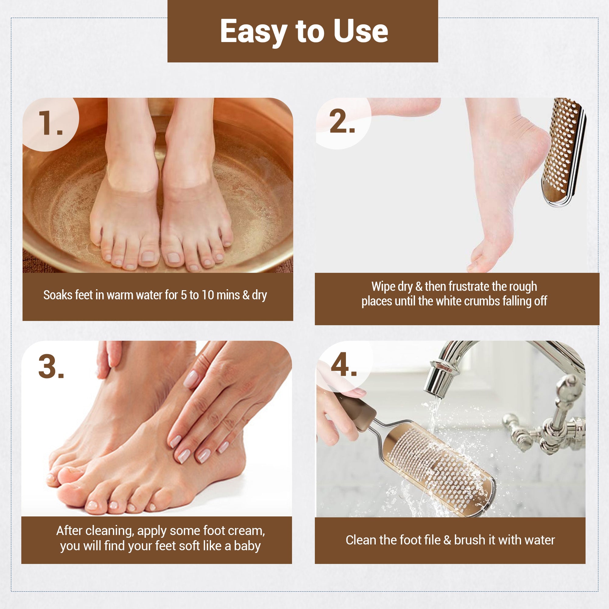 Dr Foot Pack: Foot Scrubber for Cracked Heels Dead Skin Brown Free Brush