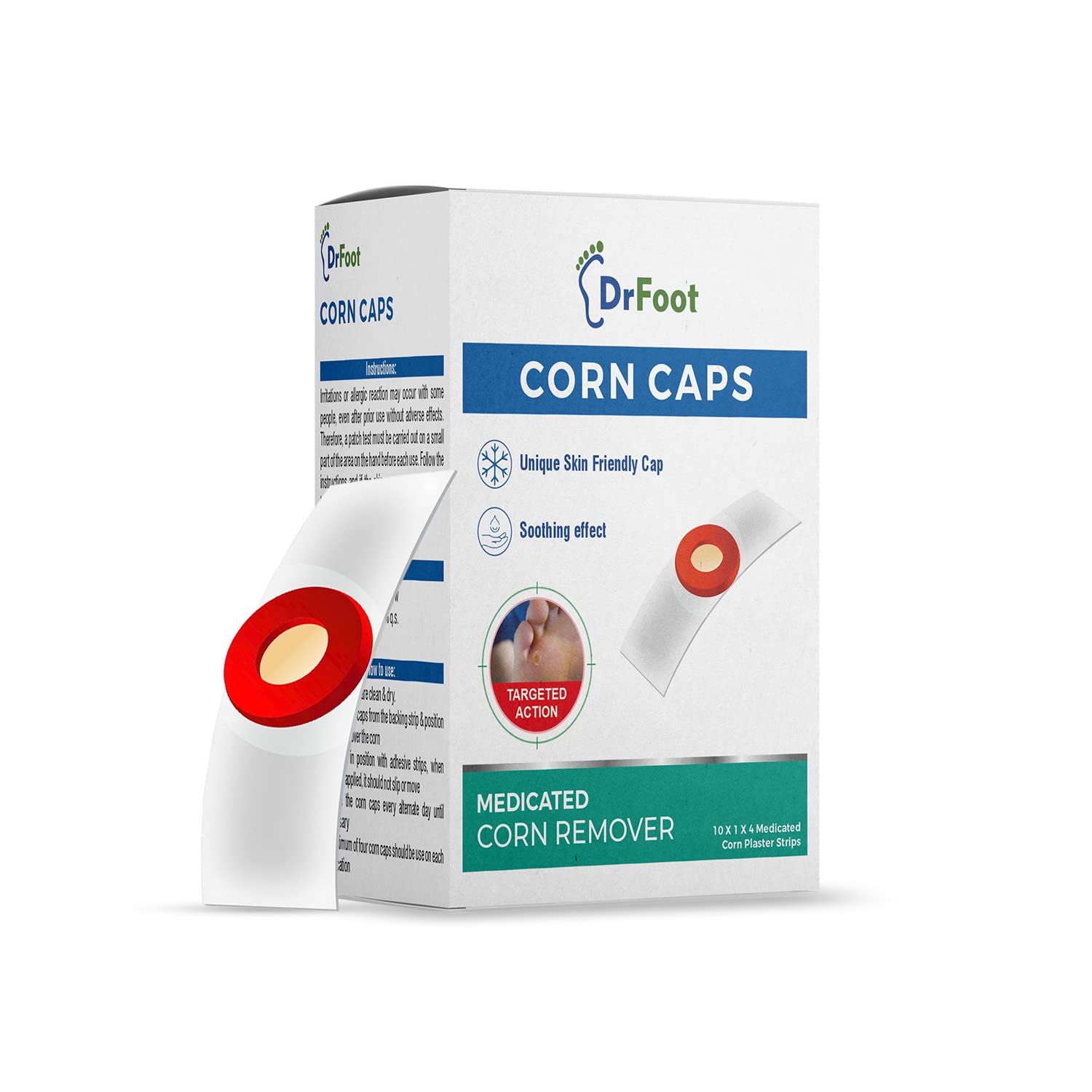 Dr foot Corn Caps 40 Strips Medicated Plaster Bandage Skin Friendly ...