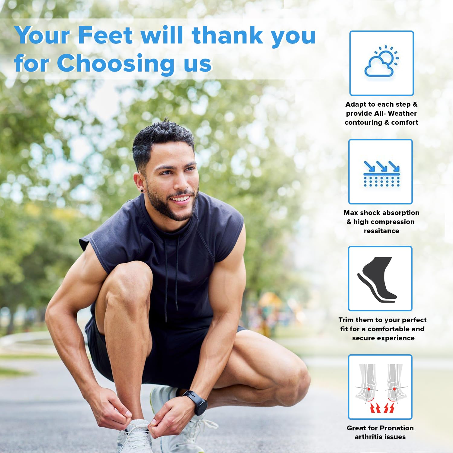Dr Foot shoe insoles - shock absorption for long walks