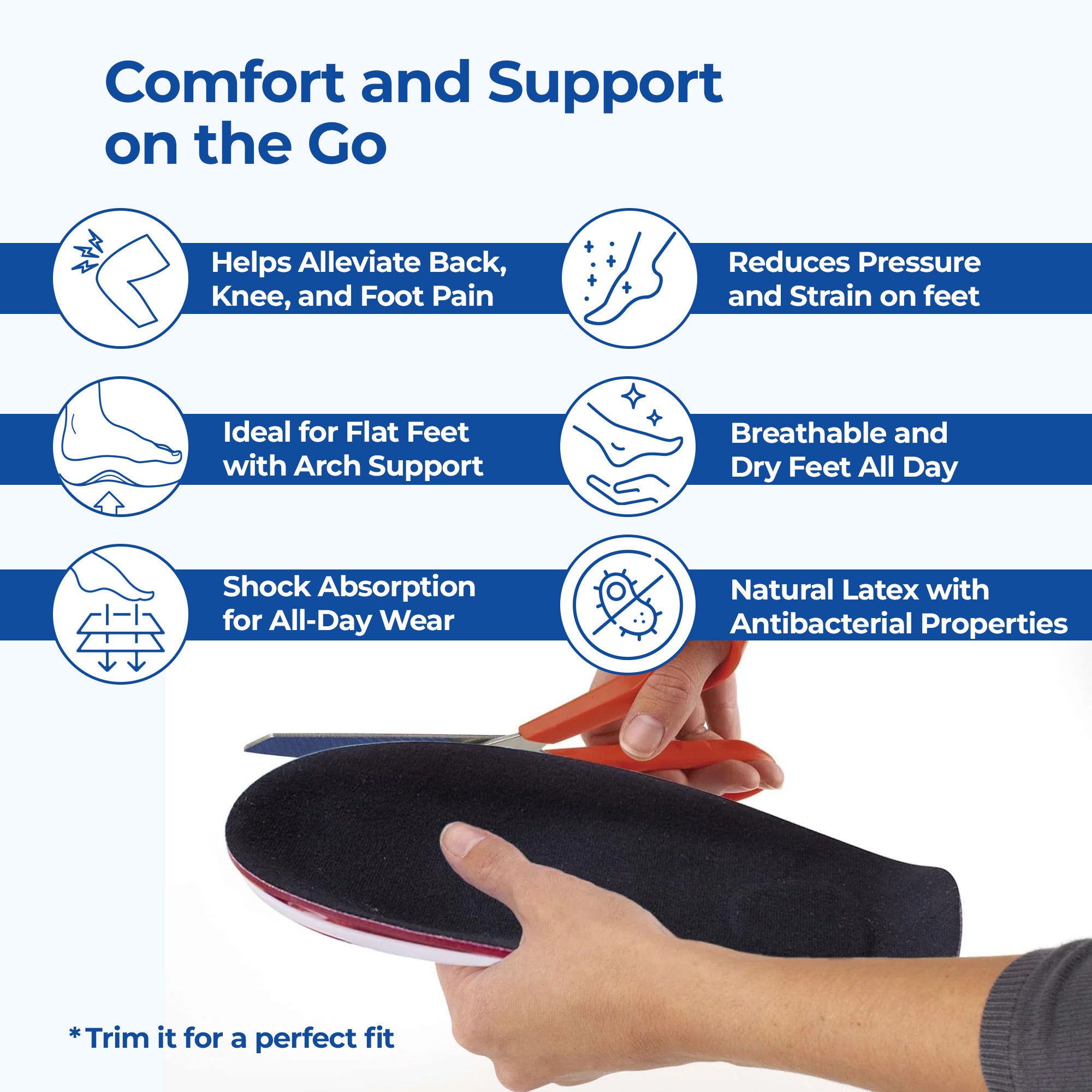 Dr Foot Massaging Gel Basic Insoles - Customizable fit for any shoe