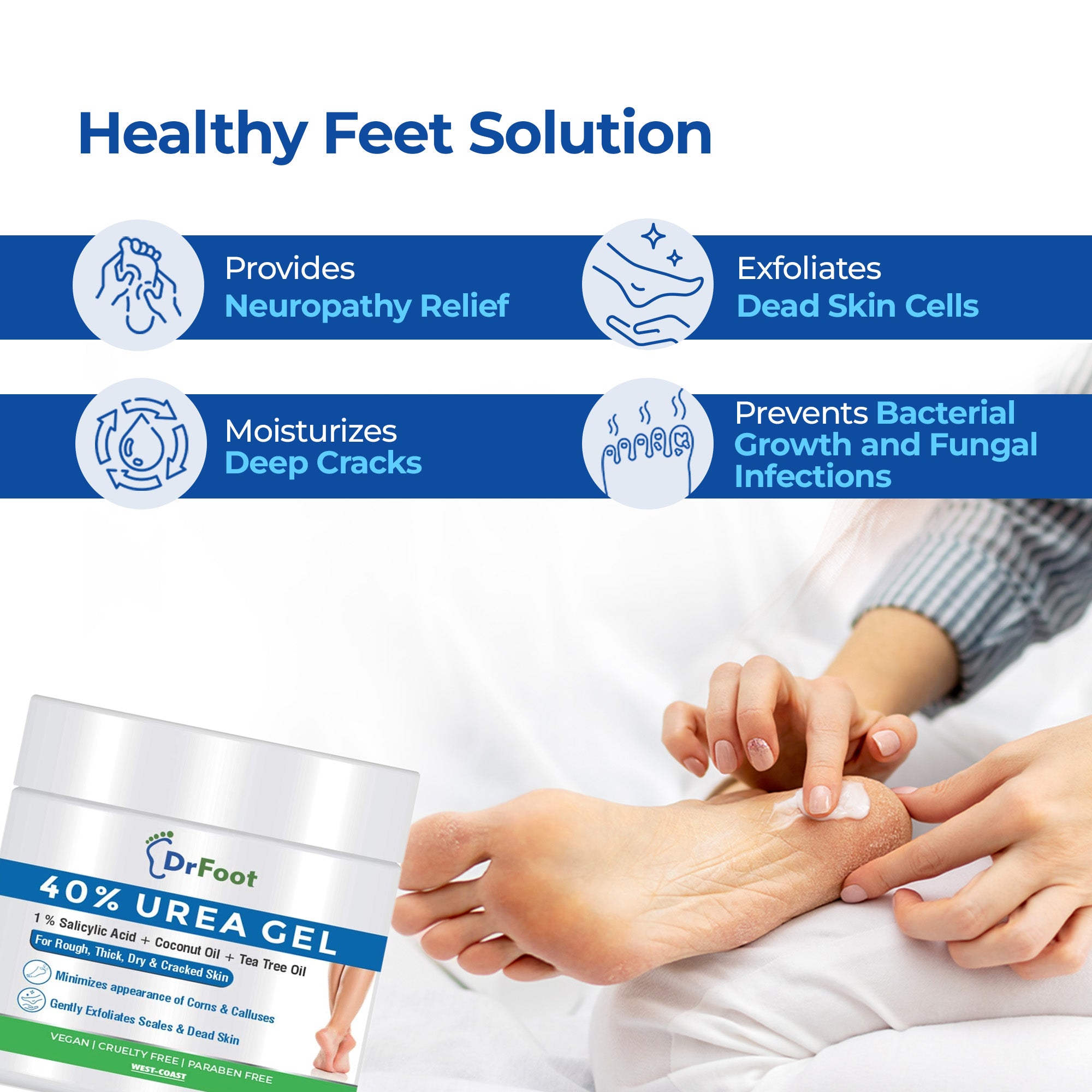 40% Urea Gel: Unisex Foot Cream for Cracked Heels 100ml Lightweight Non-Greasy