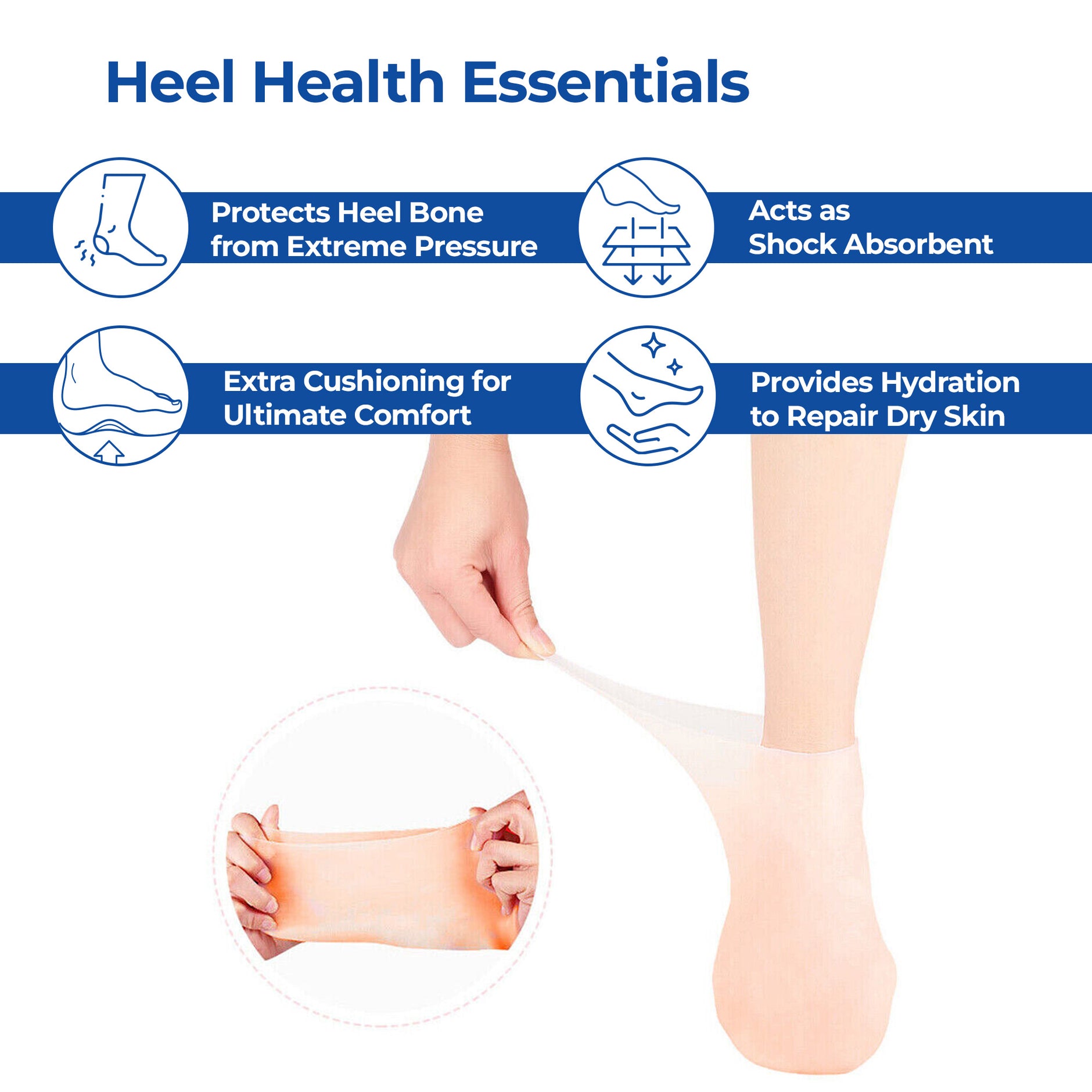 Pedimend Silicone Gel Heel Socks - Moisturizing Heel Protectors For Women & Men (1 Pair, Pink)