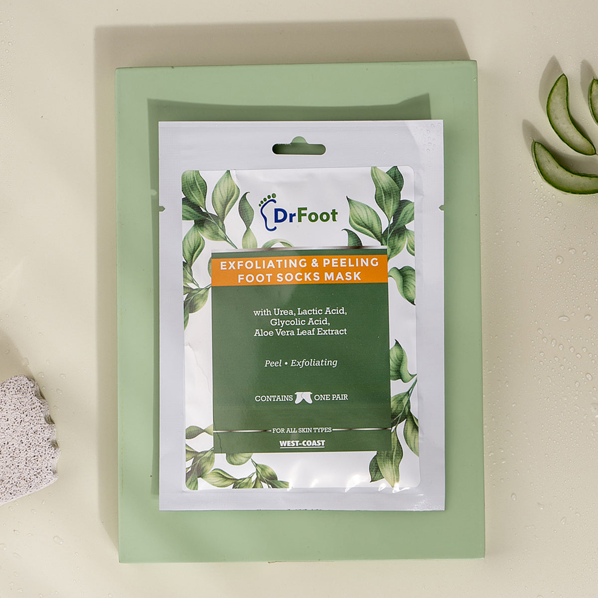 Dr Foot Exfoliating Foot Mask Sock with Urea, Lactic Acid, Glycolic Acid and Aloe Vera