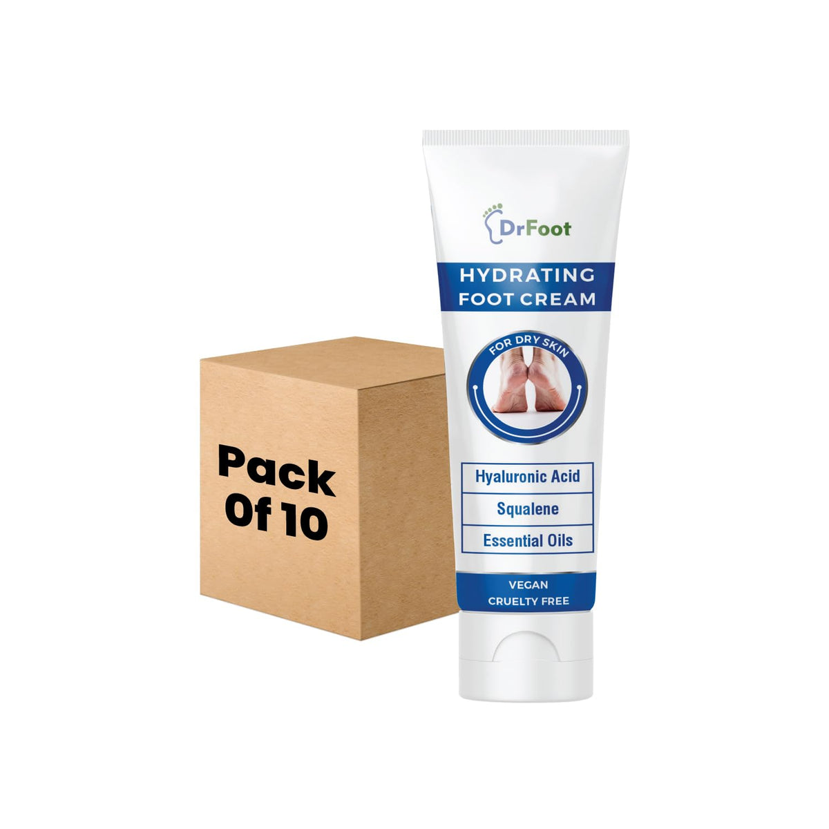 Dr Foot Hydrating Foot Cream Repair Cracked, Rough Heel, Softens Hydrates Dry Feet, Moisturizes, Battles infections & Odor on feet with Tea Tree Oil, Peppermint Oil, Lemon Grass Oil– 50gm (Pack of 10)