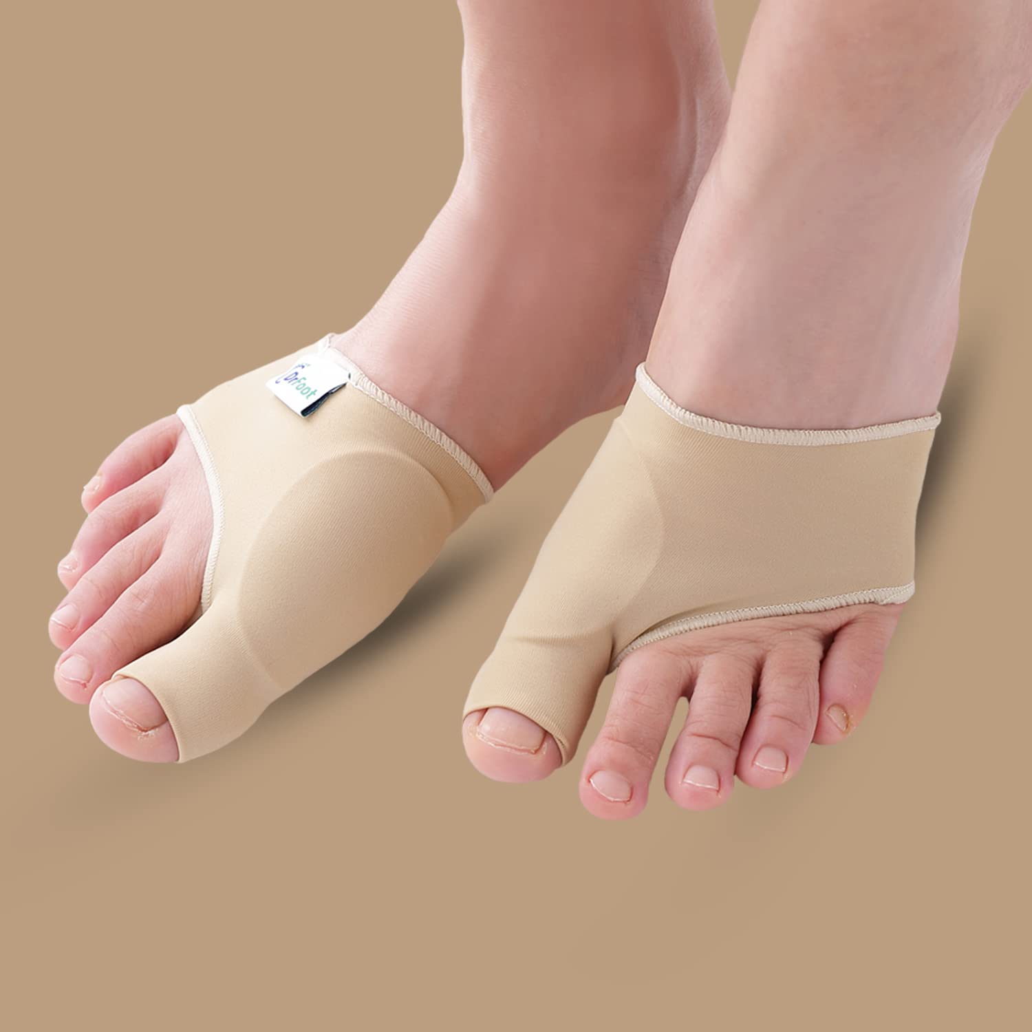 Dr Foot Bunion Corrector With Toe Separator | Effective For Toe Realignment | Relief Gel Pad Toe Brace Cushion | For Men & Women - Beige Color (Size – S) (Pack of 2)