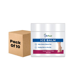 Dr Foot Ice Balm Cold, Fast Acting Feet Pain, Muscle Pain, Joint Pain Reliever with the Goodness of Menthol, Mentha Oil, Hemp Seed Oil, Glycerin - 100gm (Pack of 10)