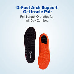 Dr Foot Arch Support Gel Insole Pair | For All-Day Comfort | Shoe Inserts for Flat Feet, Plantar Fasciitis, High Arch, Foot Pain | Full-Length Orthotics | For Men & Women – 1 Pair (Large Size)