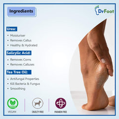 Dr Foot 40% Urea Gel Moisturizes Callus Cracked Rough Dry Dead Skin- 100gm & Dr Foot Glass File Callus Remover | For Feet, Dead Skin, Callus Remover - ROSE GOLD
