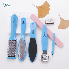 Dr Foot Pedicure Tools for Feet - 8 in 1 Pedicure Kit | Foot Scrubber for Dead Skin, Callus Remover, Foot Scraper, Foot File, Pitchfork, Filer for Nail Repair - 1 Set (Pack of 10)
