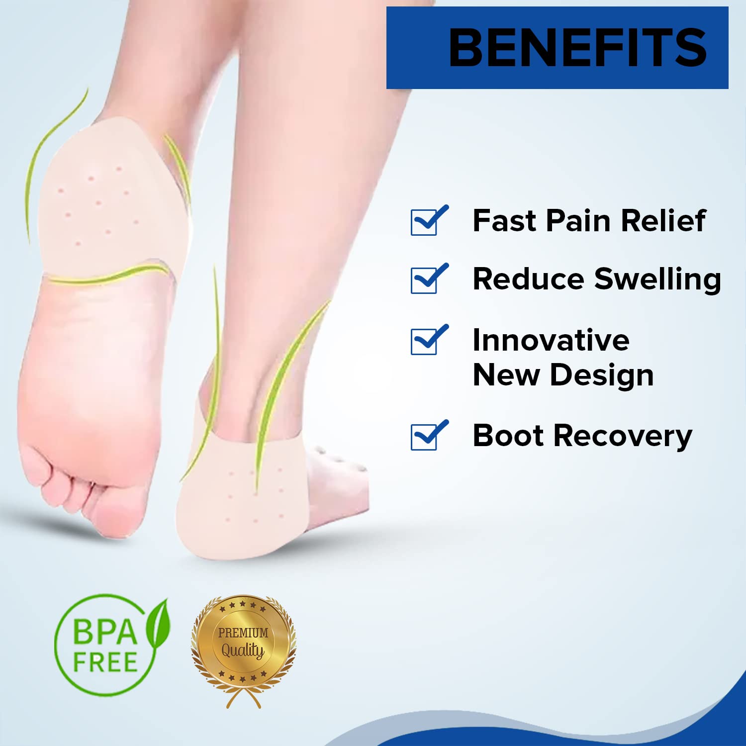 Dr Foot Anti Crack Silicone Gel Heel Pad Socks | For Heel Swelling Pain Relief, Dry Hard, Cracked Heels Repair Cream Foot Care | For Both Men & Women | Half-length - 1 Pair (Free Size) (Pack of 5)