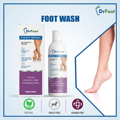 Dr Foot Wash with Tea Tree Oil, Menthol for Helps to Prevent Nail Fungus & Foot Ringworm, Clean & Refresh Your Feet, 100 ml