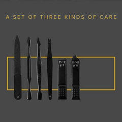 Dr Foot Manicure Set | Professional Grooming Kit, Pedicure Kit | For Men & Women | With Black Leather Travel Case, Yellow – 12 in 1