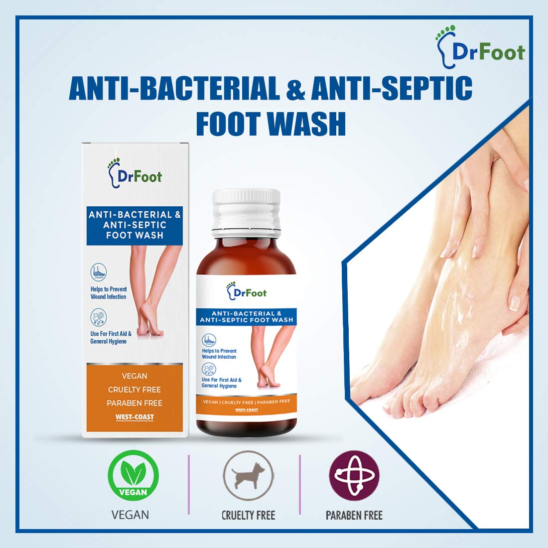 Dr Foot Antiseptic Antibacterial Foot Wash - 100ml