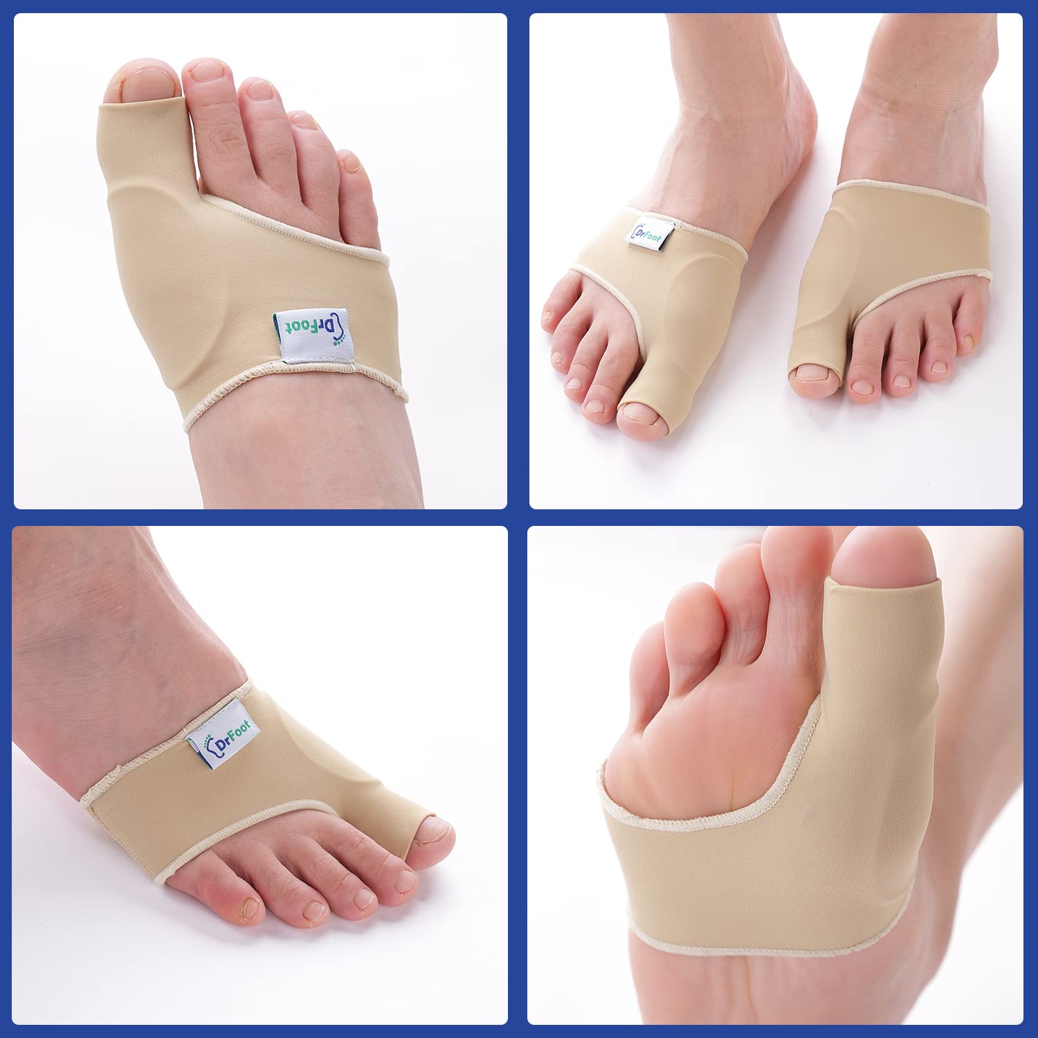 Dr Foot Bunion Corrector With Toe Separator | Effective For Toe Realignment | Relief Gel Pad Toe Brace Cushion | For Men & Women - Beige Color (Size – S) (Pack of 10)