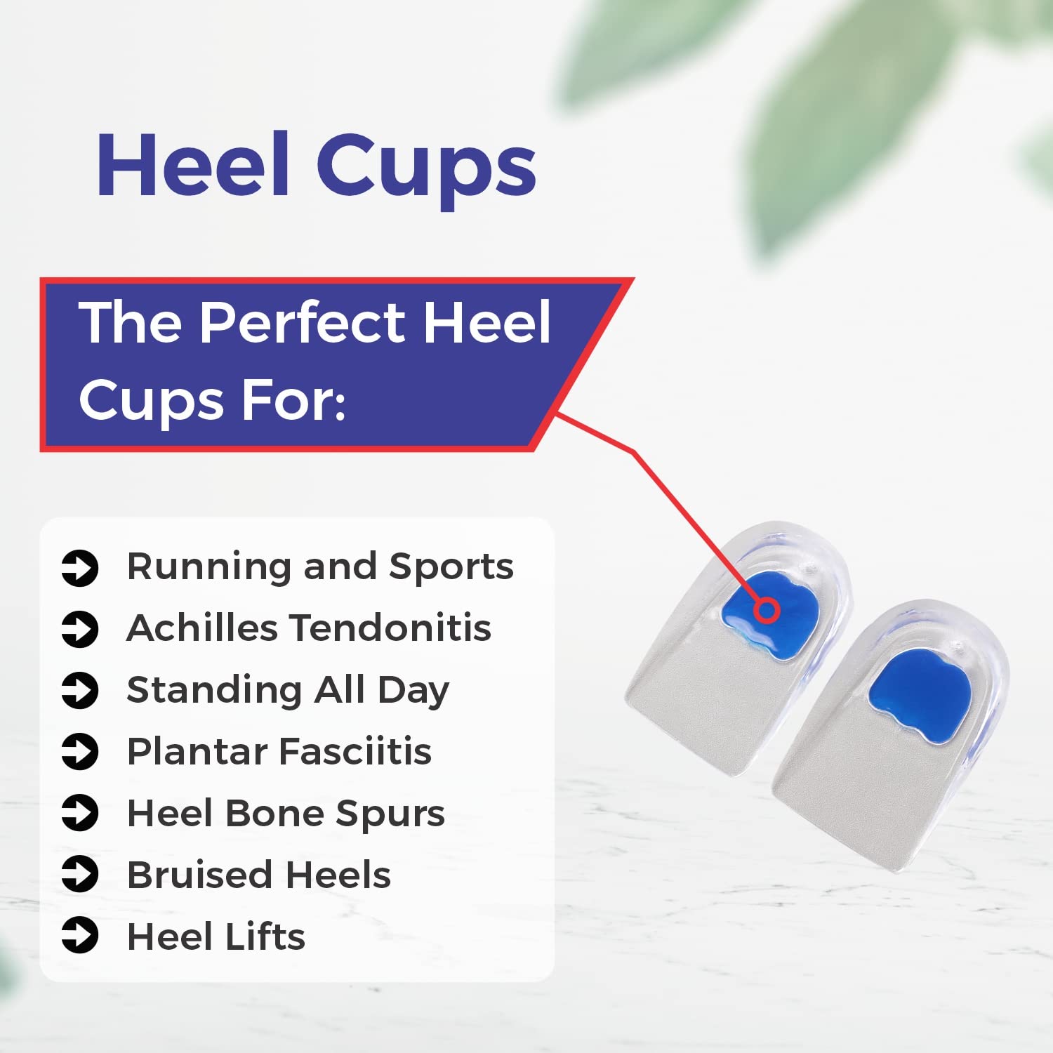 Dr Foot Gel Heel Cups Pair | Foot Comfort Support Protectors | For Bone Spurs Pain Relief Protectors Of Your Sore | Massaging & Shock Absorbing Gel | For Men - 1 Pair (Pack of 5)