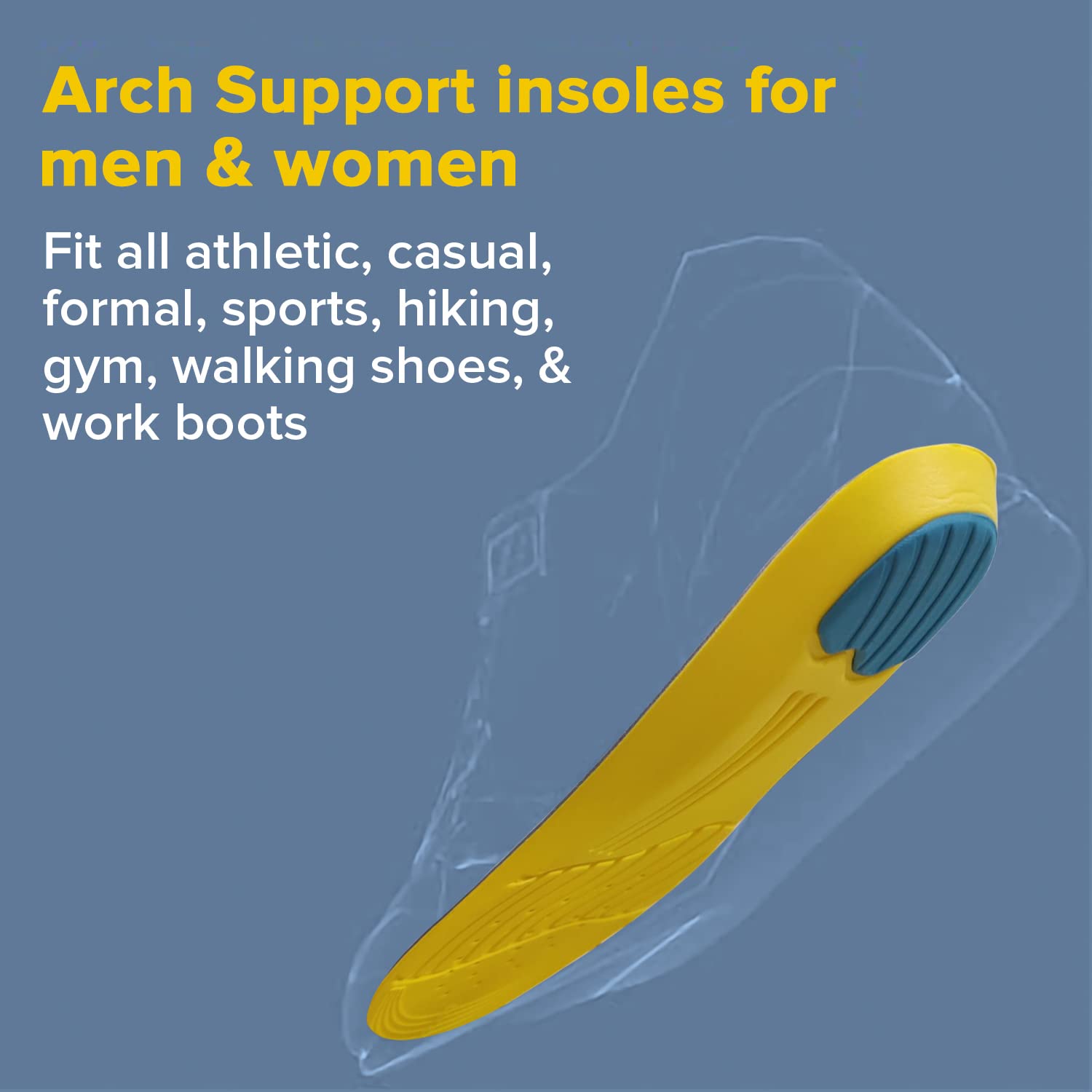 Dr Foot Gel Insoles Pair | For Walking, Running Shoes | All Day Comfort Shoe Inserts With Dual Gel Technology | Ideal Full-Length Sole For Every Shoe | For Both Men & Women - 1 Pair (Free) (Pack of 2)