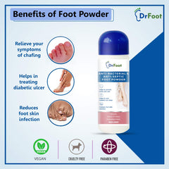 Dr Foot Antibacterial & Antiseptic Foot Powder for Helps to Prevent Burns and Cuts|Reduces Foot Skin Infection – 100gm