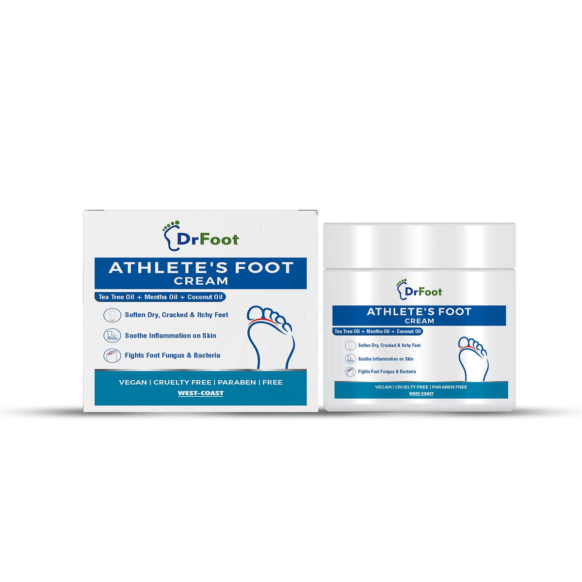 Dr Foot Athlete’s Foot Cream, Especially for the Athlete’s Feet, With the Goodness of Tea Tree Oil, Menthol Oil, Coconut Oil, Neem Oil, Apple Cider Vinegar, Vitamin E Oil - 100GM