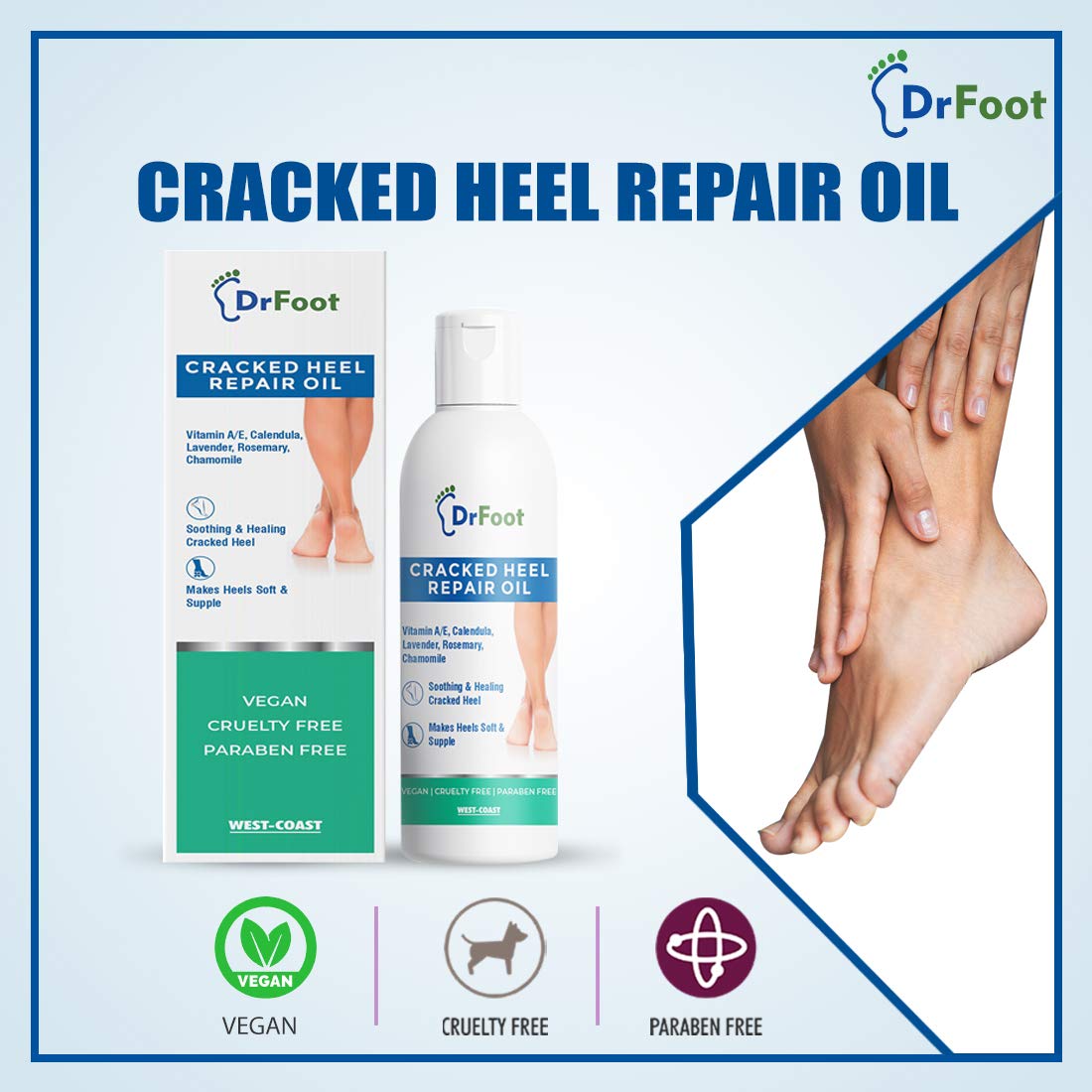Dr Foot Cracked Heel Repair Oil for Soothing & Healing Cracked Heel | Make Heels Soft & Supple – 100ml