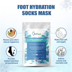 Dr Foot Hydration Socks Mask with Hyaluronic Acid, Olive Oil, Cocoa, Shea Butter and Aloe Vera