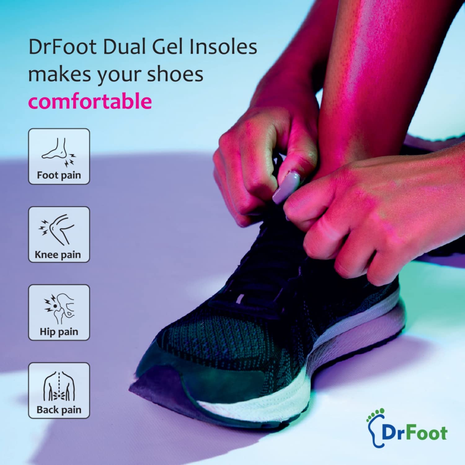 Dr Foot Dual Gel Insoles Anti-Microbial | For Walking, Running, Hiking & Regular Use | All Day Ultra Comfrort & Support & Shock Absorption With Dual Gel Technology | For Women – 1 Pair (Pack of 2)