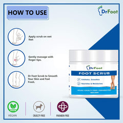 Dr Foot Foot Scrub with Tea Tree, Sweet Almond Oil | Exfoliator Dry Skin Remover, Softens for Thick Cracked Dry Heel Feet | Paraben Free - 100gm (Pack of 10)