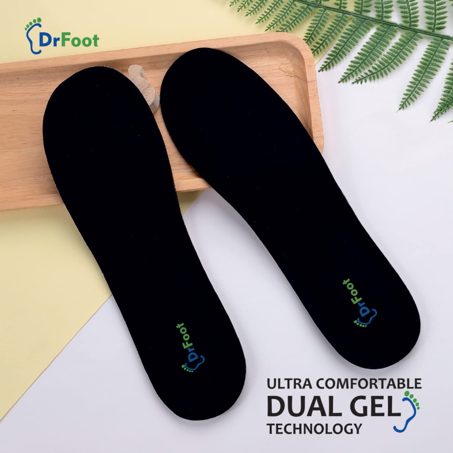 Dr Foot Dual Gel Insoles Anti-Microbial | For Walking, Running, Hiking & Regular Use | All Day Ultra Comfrort & Support & Shock Absorption With Dual Gel Technology | For Men – 1 Pair (Pack of 2)