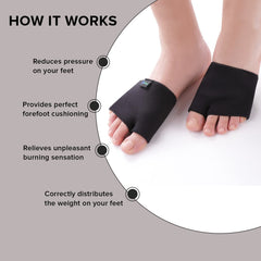 Dr Foot Forefoot Gel Sleeves Cushion Pads With Ball Of Foot Pain Relief | For Metatarsalgia, Calluses Blisters, Diabetic Feet & Morton'S Neuroma | For Men & Women – 1 Pair (Size - L) (Pack of 3)