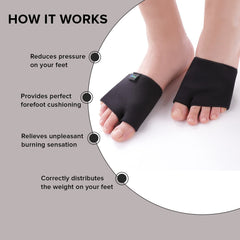 Dr Foot Forefoot Gel Sleeves Cushion Pads With Ball Of Foot Pain Relief | For Metatarsalgia, Calluses Blisters, Diabetic Feet & Morton'S Neuroma | For Men & Women – 1 Pair (Size - L) (Pack of 5)