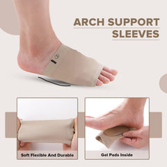 Dr Foot Arch Support Sleeve Cushion | For Plantar Fasciitis, Foot Pain, Muscle Relaxation, Fallen Arches | For Men & Women | Free Size With Beige Color -1 Pair (Pack of 10)