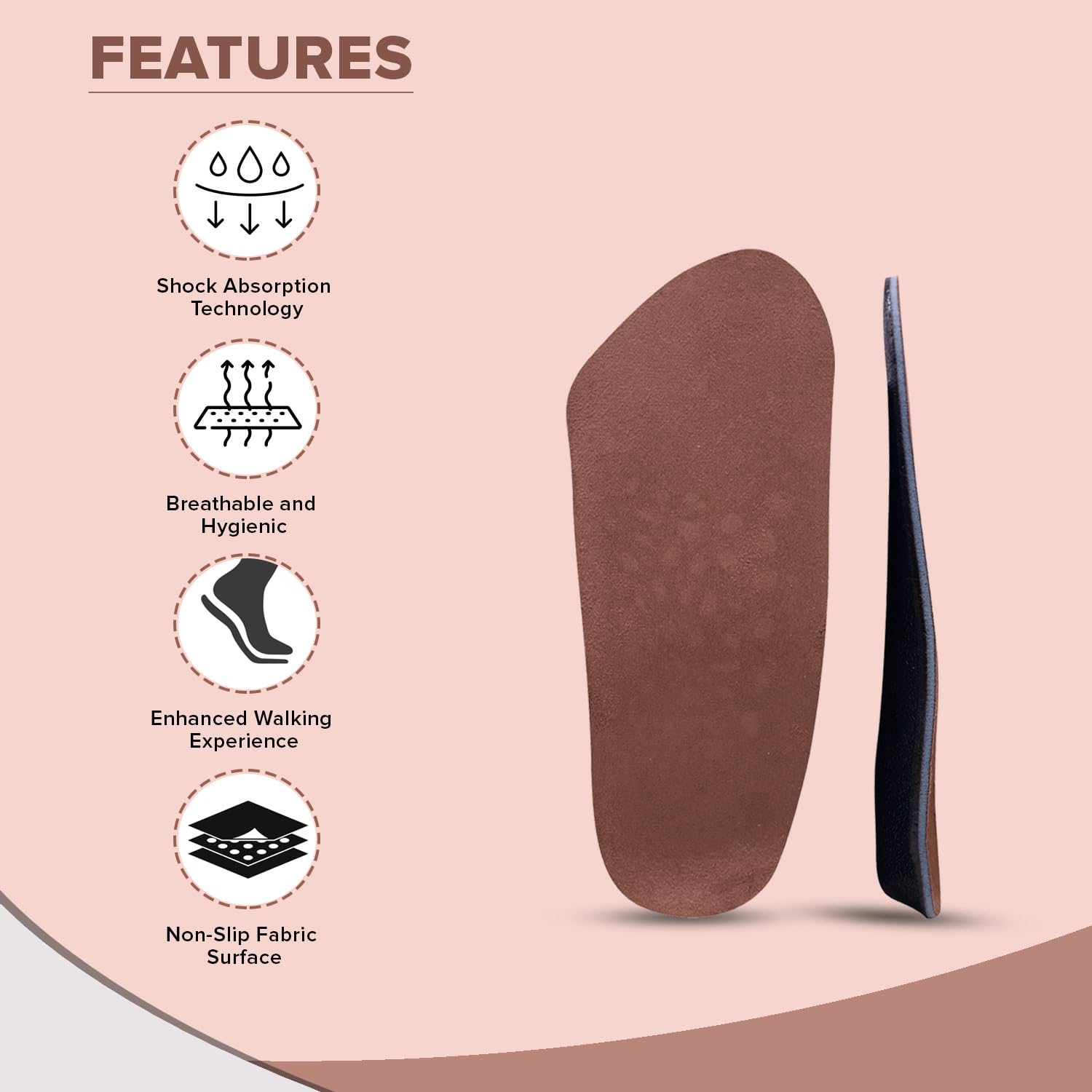 Dr Foot TRI Comfort Insoles | For Heel, Arch Support & Ball Of Foot With Targeted Cushioning | Shock Absorption, Comfort, Breathability| For Men & Women - 1 Pair