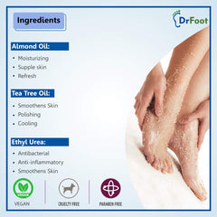 Dr Foot Foot Scrub with Tea Tree, Sweet Almond Oil | Exfoliator Dry Skin Remover, Softens for Thick Cracked Dry Heel Feet | Paraben Free - 100gm (Pack of 10)