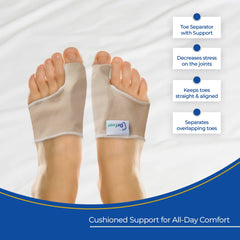 Dr Foot Bunion Corrector With Toe Separator |Effective For Toe Realignment | Relief Gel Pad Toe Brace Cushion | For Men & Women - Beige Color (Size – S)