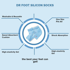 Dr Foot Silicone Gel Heel Socks |Silicone Gel Moisturizer Heel Sleeves To Smooth & Soften Rough Cracked Heels & Dry Feet Or Irritated Heels| For Men & Women | Free Size – 1 Pair (Pack of 2)