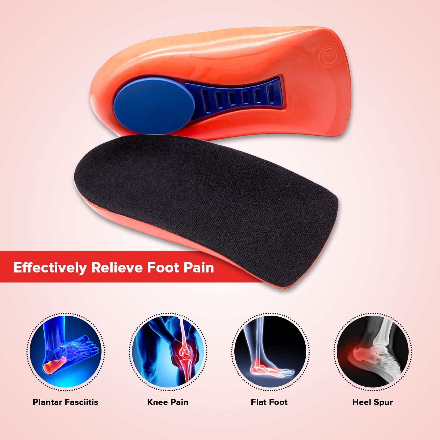 Dr Foot Orthotics Insoles for Arch Pain, Plantar Fasciitis, Heel & Feet Pain Relief | High-Quality PU Insoles with Shock Absorption and Comfort| For Men & Women -1 Pair (Small Size)
