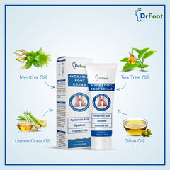 Dr Foot Hydrating Foot Cream Repair Cracked, Rough Heel, Softens Hydrates Dry Feet, Moisturizes, Battles infections & Odor on feet with Tea Tree Oil, Peppermint Oil, Lemon Grass Oil – 50gm
