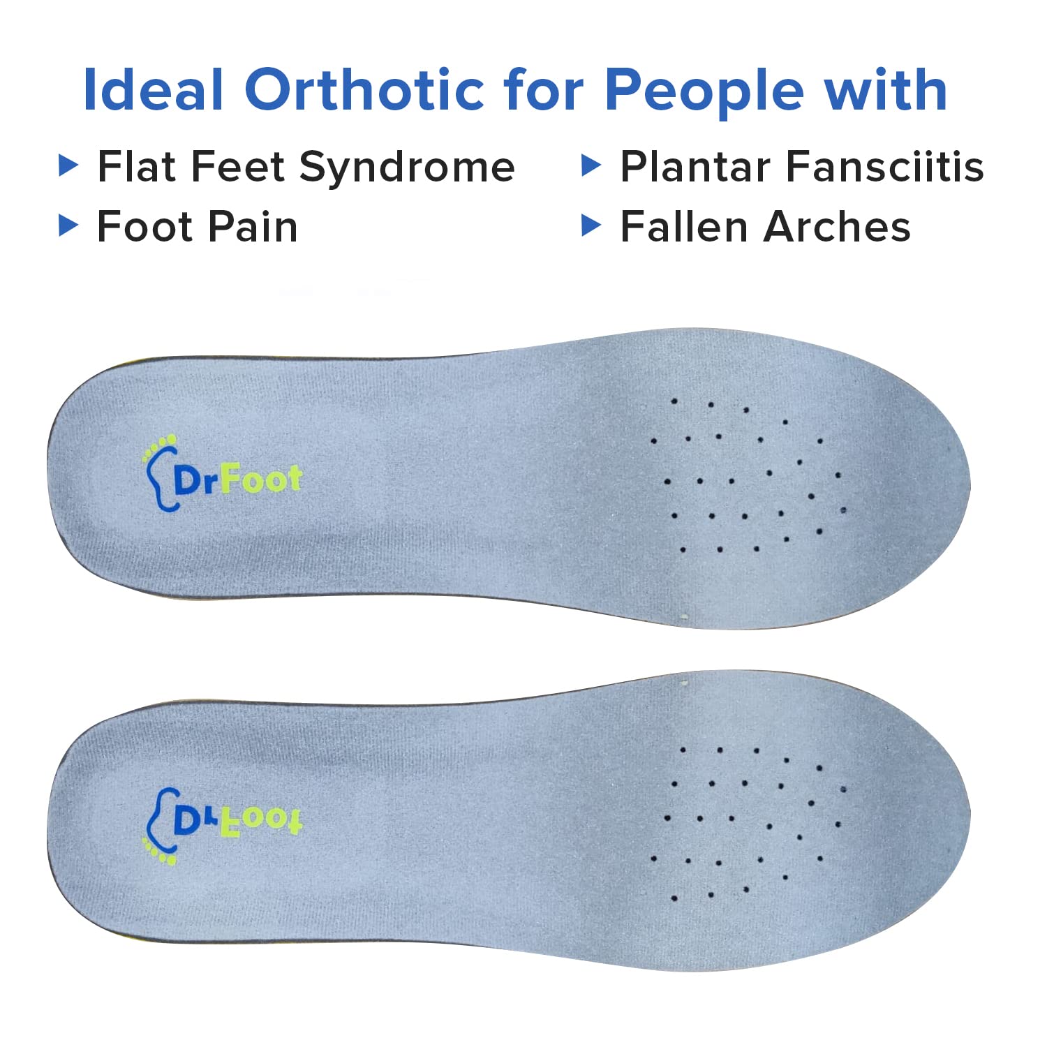 Dr Foot Gel Insoles Pair | For Walking, Running, Sports Shoes | All Day Comfort Shoe Inserts With Dual Gel Technology | Ideal Full-Length Sole For Every Shoe For Unisex- 1 Pair (Size - S) (Pack of 5)
