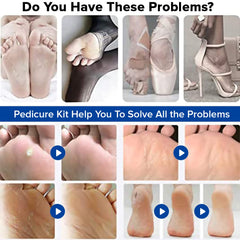 Dr Foot Pedicure Tools for Feet - 8 in 1 Pedicure Kit | Foot Scrubber for Dead Skin, Callus Remover, Foot Scraper, Foot File, Pitchfork, Filer for Nail Repair - 1 Set (Pack of 5)