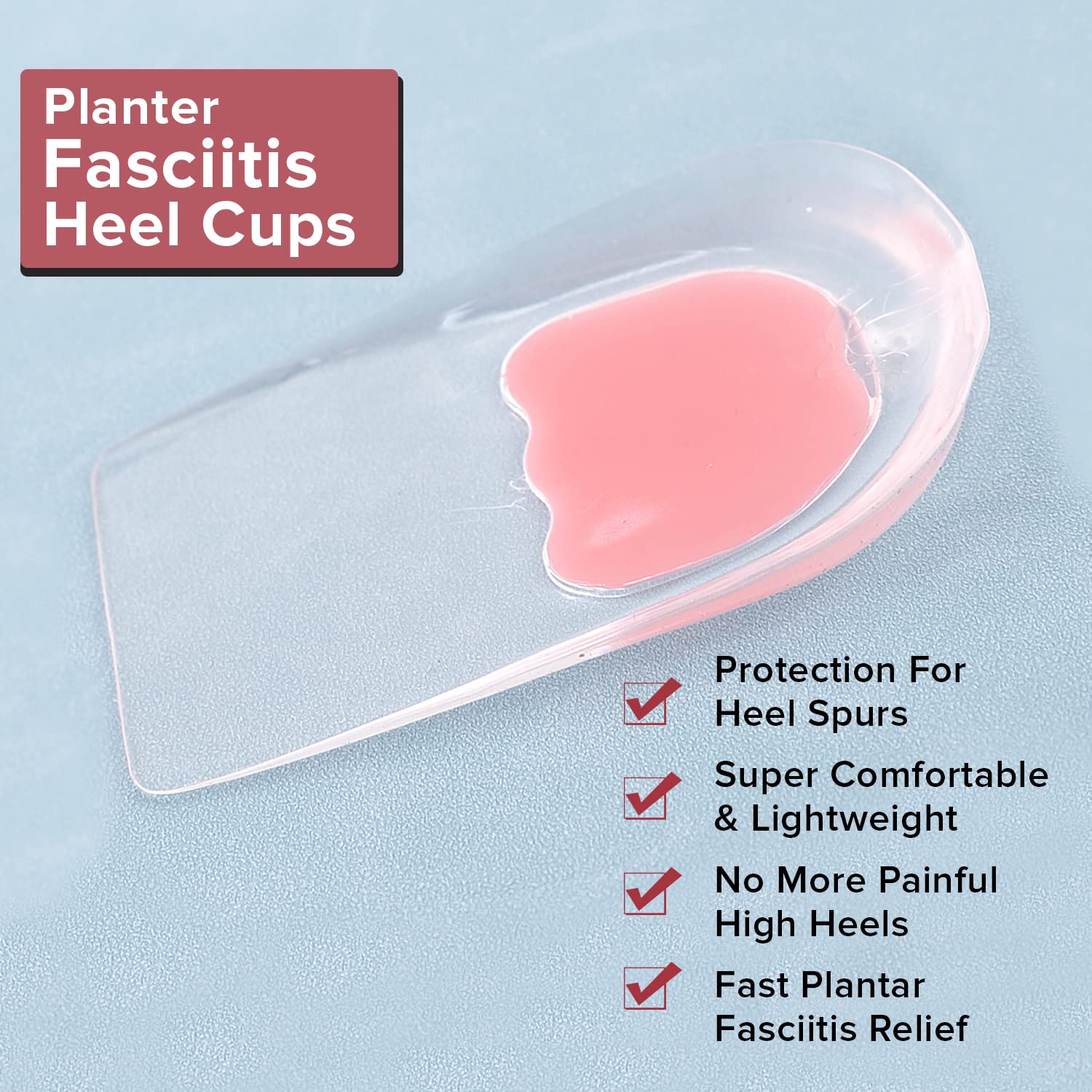 Dr Foot Gel Heel Cups Pair | Cushion & Soft Heel Pads For Heel Pain, Plantar Fasciitis, Ankle Pain & Achilles Pain | All Day Comfort & Shock Absorbing Support | For Women– 1 Pair (Pack of 10)