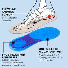 Dr Foot Energizing Comfort with Massaging Gel Insoles | TPE Insoles For Softness And Breathability | Revitalize Your Feet with Comfort and Massage | For Men & Women - 1 Pair - (Small Size)