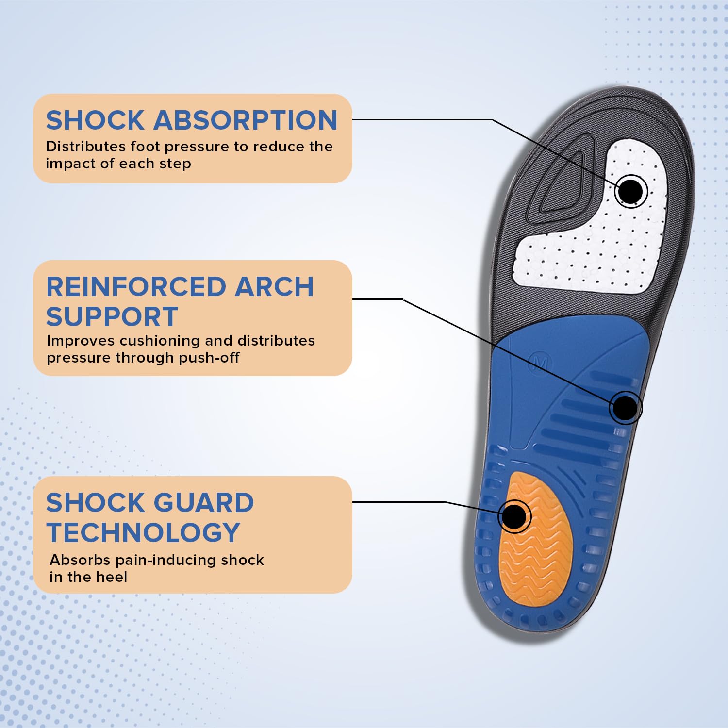 Dr Foot Running Insoles | For Running, Walking, Sport Activities | Optimal Support and Comfort for Runners | Breathable and Comfortable For Enhanced Performance | For Men & Women - 1 Pair (Large Size)