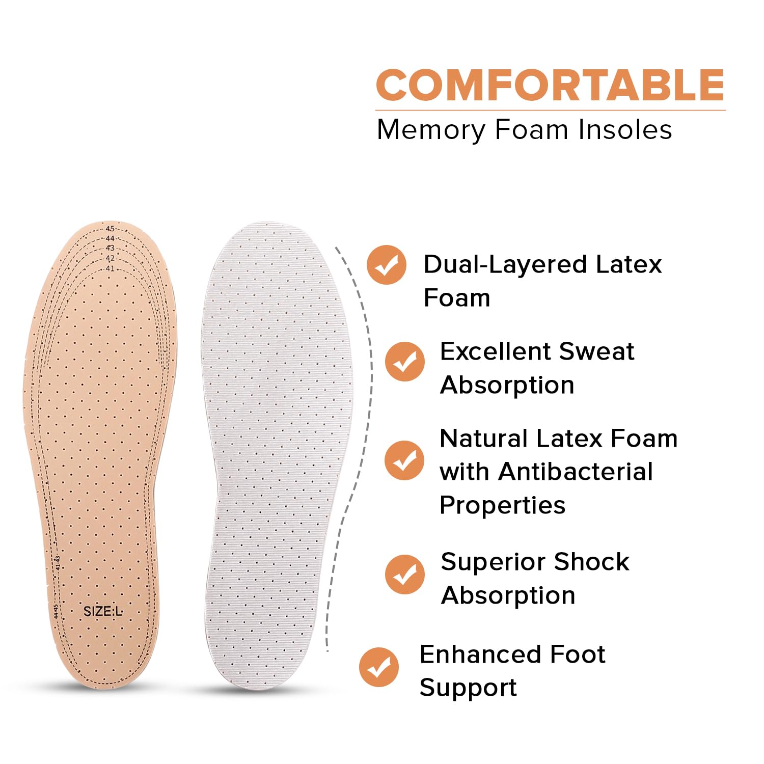 Dr Foot Double Air Pillow Insoles | Dual Layer Cushioning for Superior Foot Comfort | Double Sided Latex Foam For Breathability and Comfortable, Dry Feet | For Men & Women - 1 Pair - (Small Size)