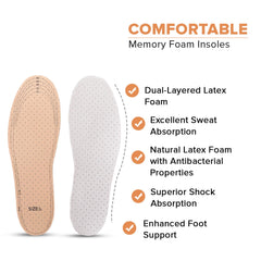Dr Foot Double Air Pillow Insoles | Dual Layer Cushioning for Superior Foot Comfort | Double Sided Latex Foam For Breathability and Comfortable, Dry Feet | For Men & Women - 1 Pair - (Large Size)