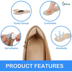 Dr Foot Self-Adhesive Heel Cushion Pads | Super Comfort Micro Suede Heel Grips | For Big Shoes & Sandals, Loose Shoes & Heel Pain Relief | Heel Protectors to Prevent Heel Pains - 3 Pairs (Unisex)