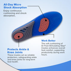 Dr Foot Simulating Step Insoles | Enhance Comfort and Natural Foot Motion| PU Shock Absorbing, Comfortable & Breathable Inserts| All Day Comfort | For Men & Women - 1 Pair - (Large Size)