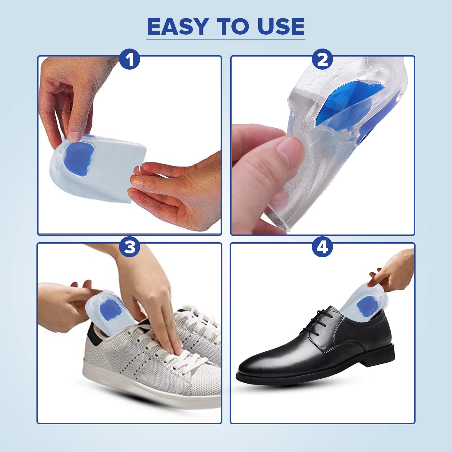 Dr Foot Gel Heel Cups Pair | Foot Comfort Support Protectors | For Bone Spurs Pain Relief Protectors Of Your Sore | Massaging & Shock Absorbing Gel | For Men - 1 Pair (Pack of 10)