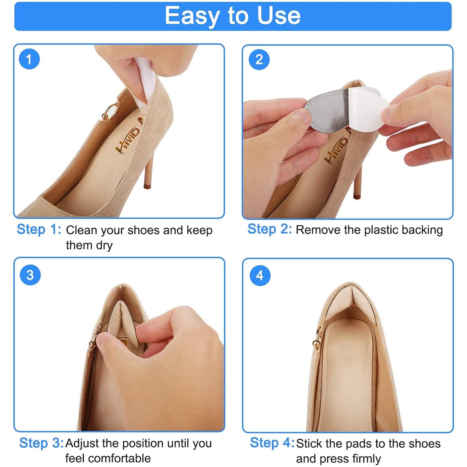 Heel Grips Pads Liner Cushions For Loose Shoes Self-Adhesive Foot Care  (Pair) | eBay