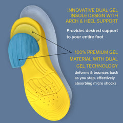 Dr Foot Gel Insoles Pair | For Walking, Running, Sports Shoes | All Day Comfort Shoe Inserts With Dual Gel Technology | Ideal Full-Length Sole For Every Shoe For Unisex- 1 Pair (Size - L) (Pack of 10)