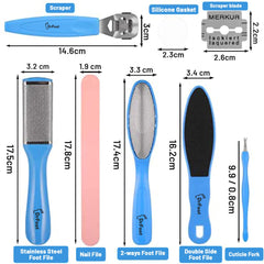 Dr Foot Pedicure Tools for Feet - 8 in 1 Pedicure Kit | Foot Scrubber for Dead Skin, Callus Remover, Foot Scraper, Foot File, Pitchfork, Filer for Nail Repair - 1 Set (Pack of 10)
